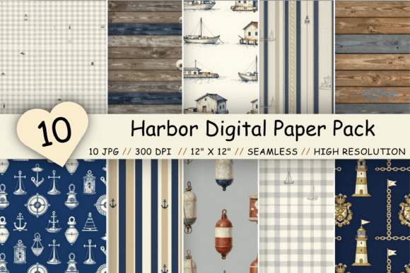 Download Harbor Digital Paper Pack, Coastal Port - Digital paper pack Collection