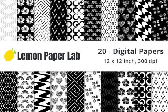 Download Black and White Geometric Digital Paper - White Collection