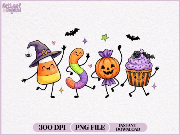 Download Halloween Candy Doodles Characters PNG - Characters Collection