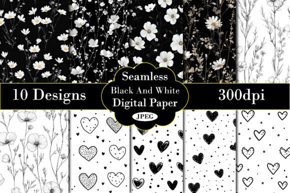 Download Black and White Background Digital Paper - White Collection
