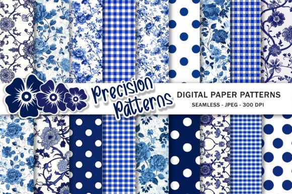 Download Blue Toile Digital Paper Pack, Vintage - Digital paper pack Collection