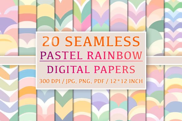 Download 20 Seamless Pastel Rainbow Patterns - Rainbow patterns Collection