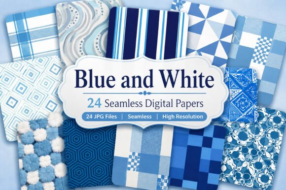 Download Blue and White Pattern Seamless Papers - White Collection