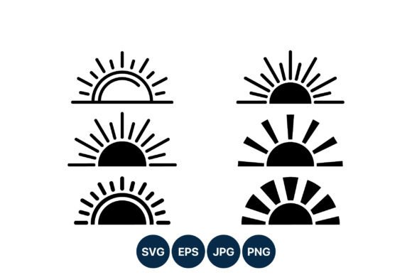 Download Sunrise Icon Set Black White Vector - White Collection