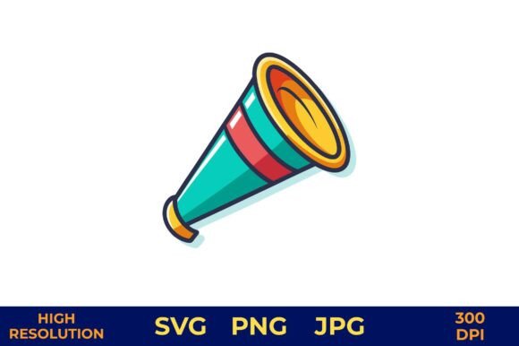 Download Party Horn Vector in Bold Rainbow Colors - Bold Collection
