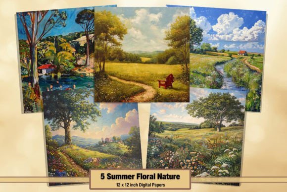 Download Summer Nature Scene Digital Paper Pack 6 - Digital paper pack Collection