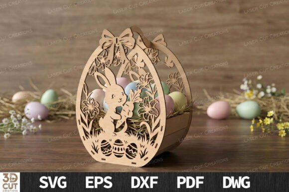 Download Bunny Easter Egg Basket SVG - Premium Resources