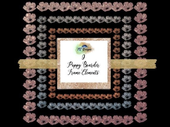 Download Glitter Poppy Boarder Frame 12x12 - Premium Bundle
