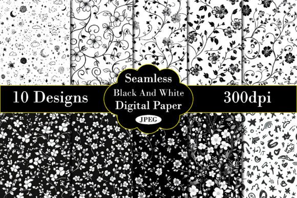 Download Black and White Background Digital Paper - White Collection