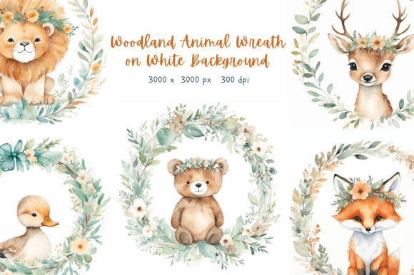 Download Animal Wreath on White Background - White Collection