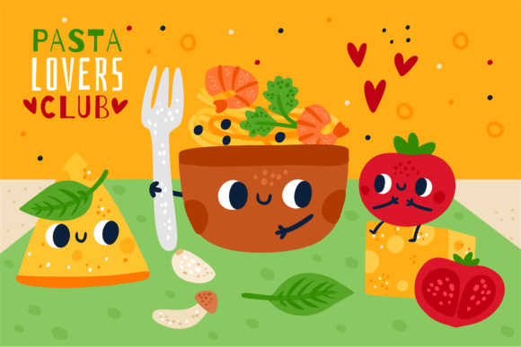 Download Italian Pasta Characters Card. Cute Spag - Characters Collection